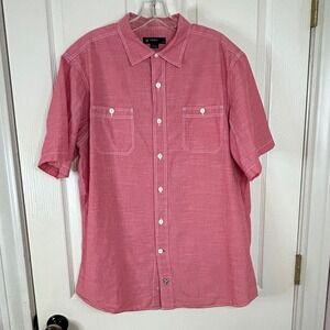 Cremieux Collection Mens Large Red Short Sleeve Button Up Shirt